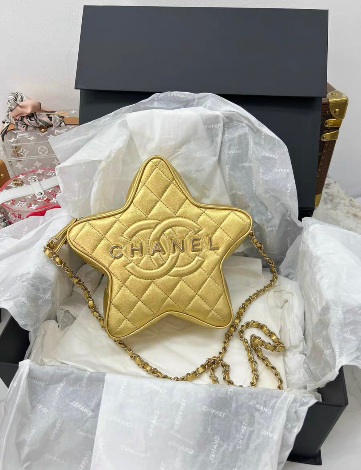 CHANEL 24C STAR BAG LAMBSKIN GOLD GHW