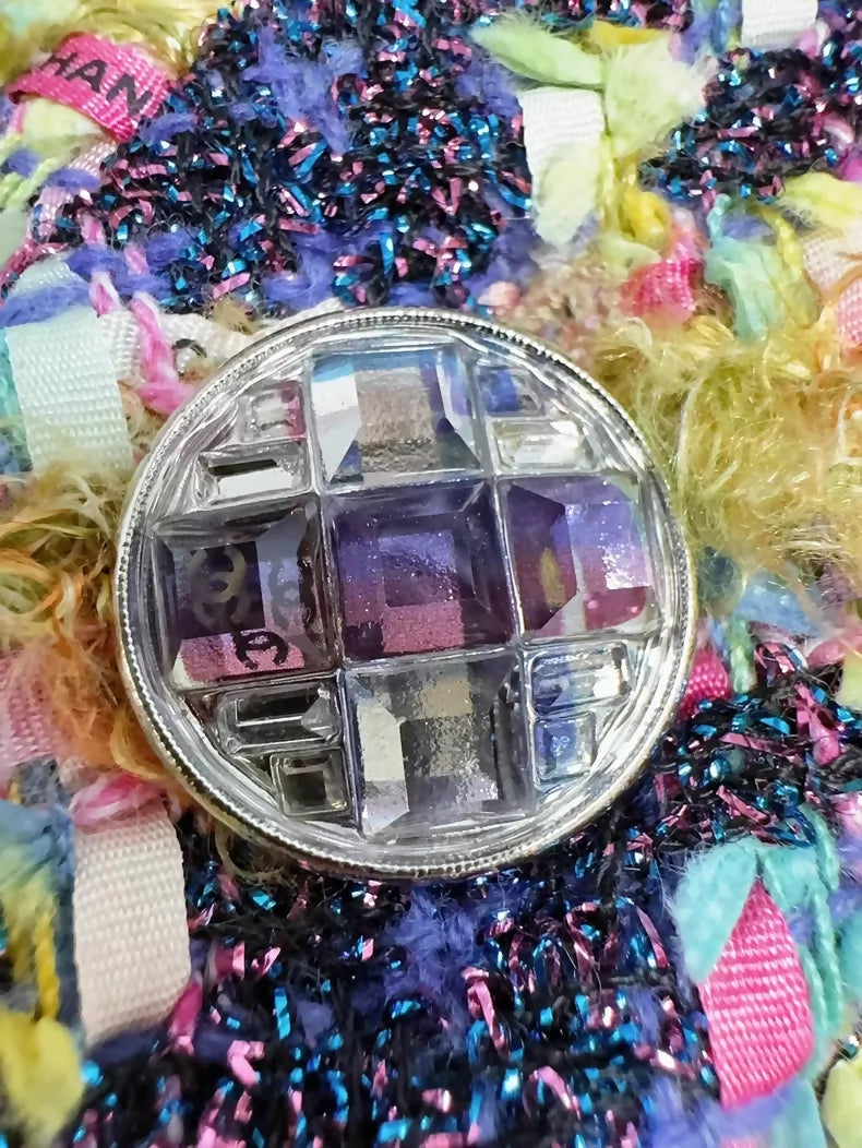 Chanel 22A Purple Glitter Houndstooth tweed Dress