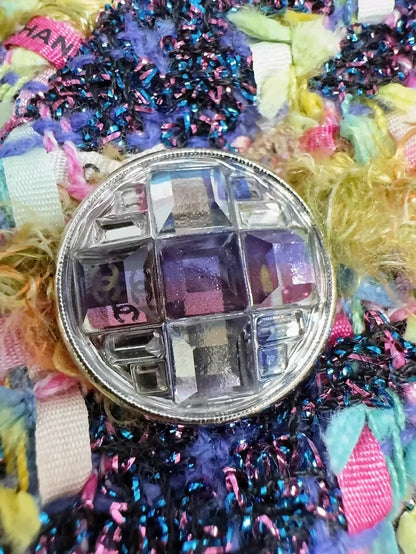 Chanel 22A Purple Glitter Houndstooth tweed Dress