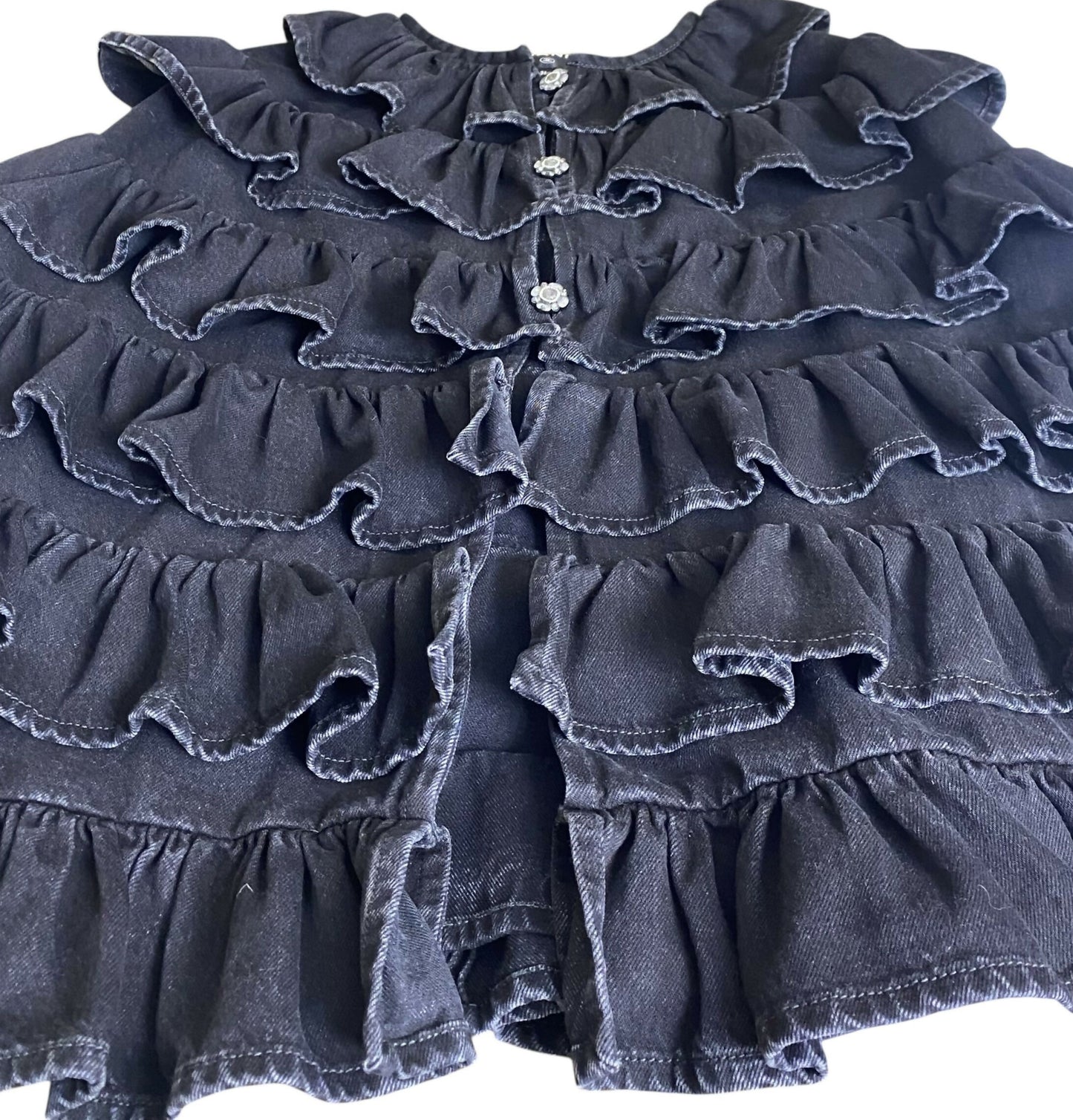 Chanel 24A Paris Manchester Black Denim Coat Jacket Cape FR 36