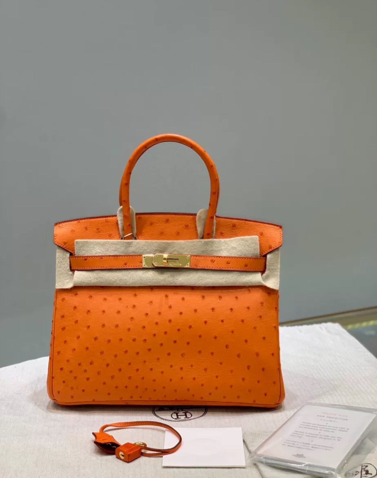 Hermès Birkin 30 Orange Ostrich Leather Palladium Hardware