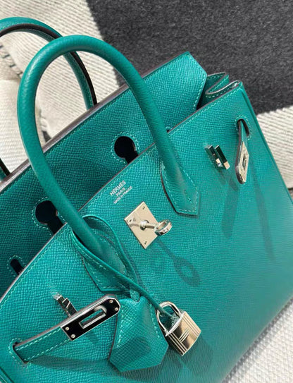 Hermes Birkin 25 Malachite Green Epsom leather Palladium hardware