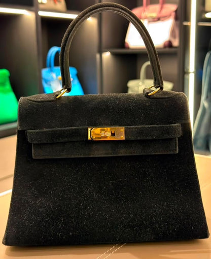 Hermes vintage mini Kelly black Doblis Diamond gold hardware