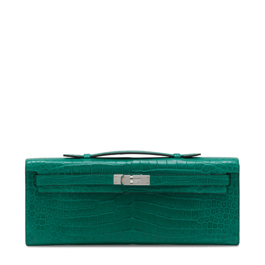 Hermes Kelly Cut Malachite Matte Crocodile Leather with palladium hardware