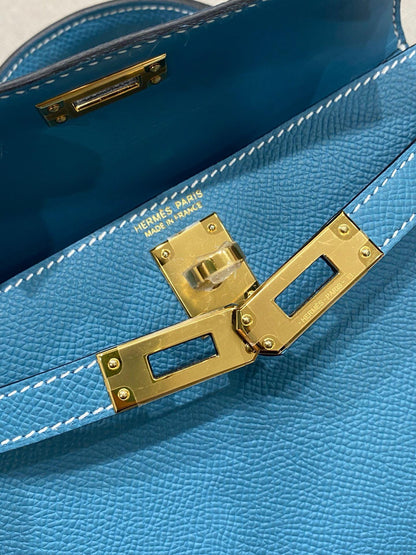 Hermes Mini Kelly Bleu Jean Epsom Gold Hardware