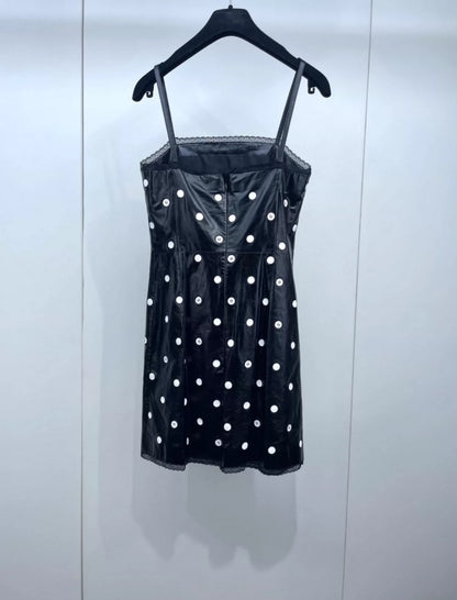 Chanel 23S black & white leather dress