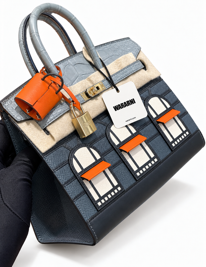 Hermès "Rainy Days" Sac Faubourg Birkin 20 Gris Misty Matte Alligator Permabrass Hardware