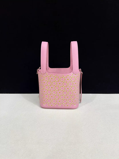 Hermes Picotin 14 Mauve Sylvestre Swift Leather Lucky Daisy palladium hardware