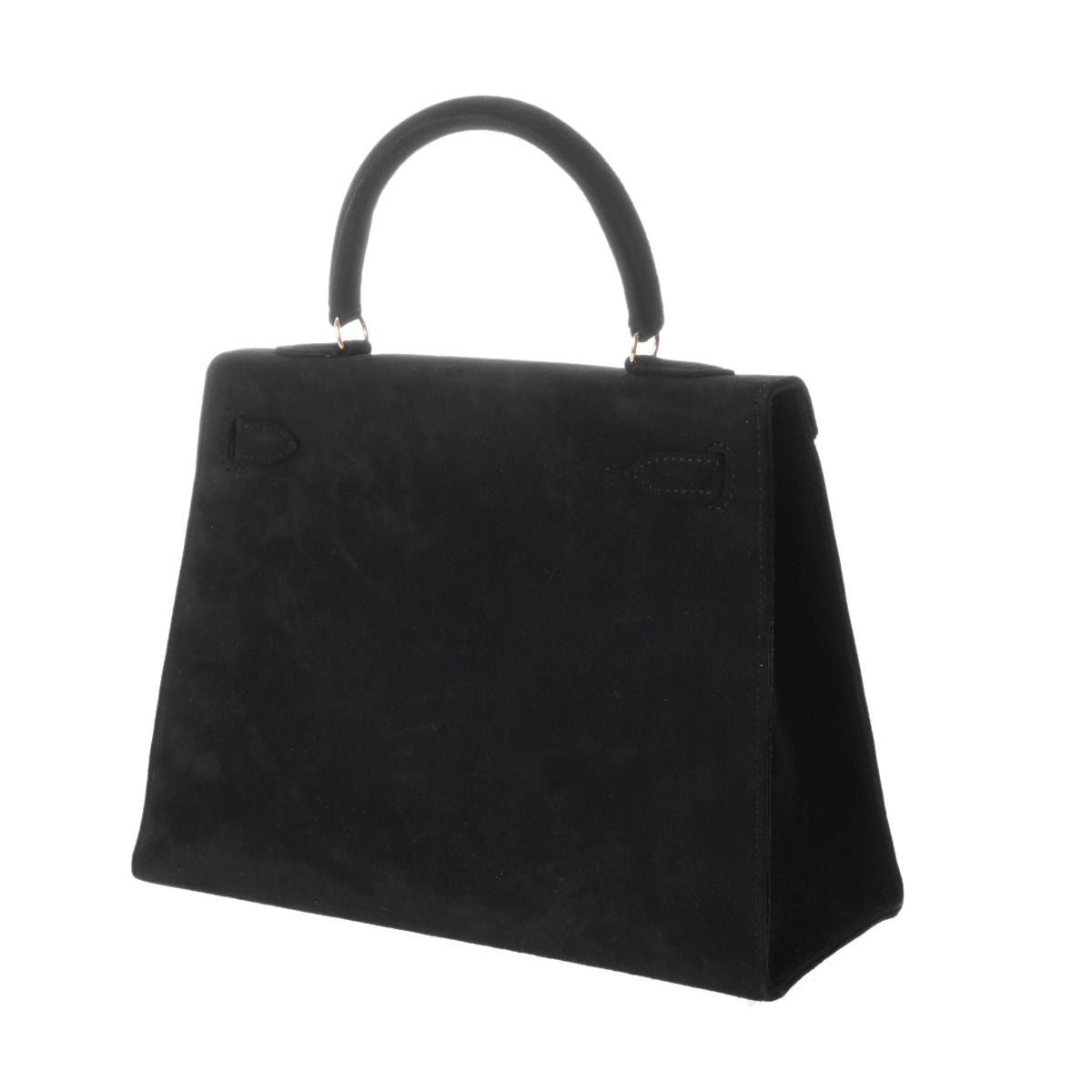 Hermes Kelly 25 Doblis black suede leather gold diamonds hardware