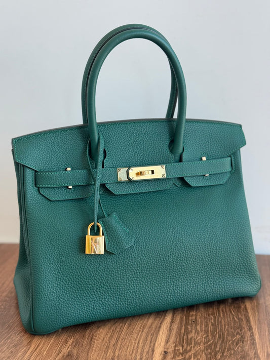 Hermes Birkin 30 Malachite Togo leather gold hardware