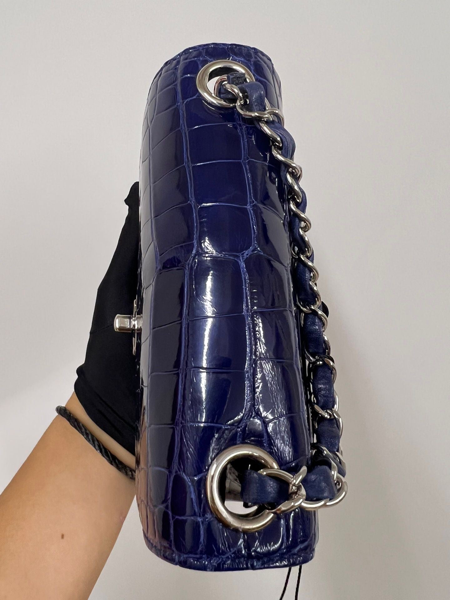 Chanel Blue Alligator mini square Flap Bag
