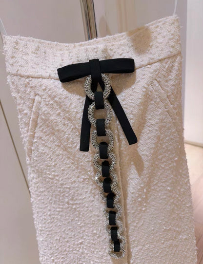 Louis Vuitton White Tweed Skirt