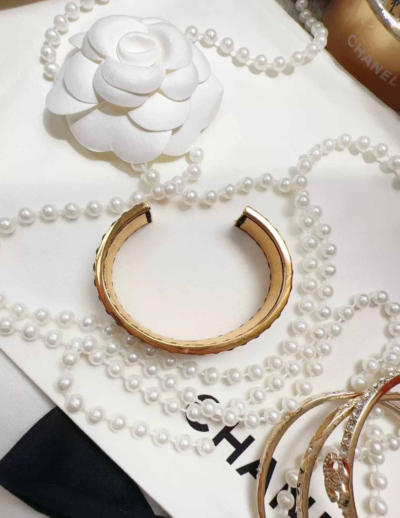 Chanel 24C White Black Open Bracelet