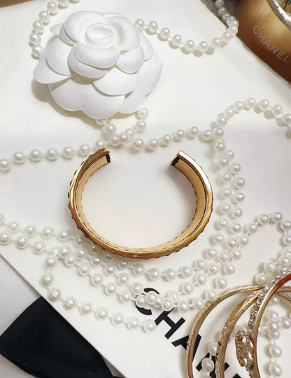Chanel 24C White Black Open Bracelet