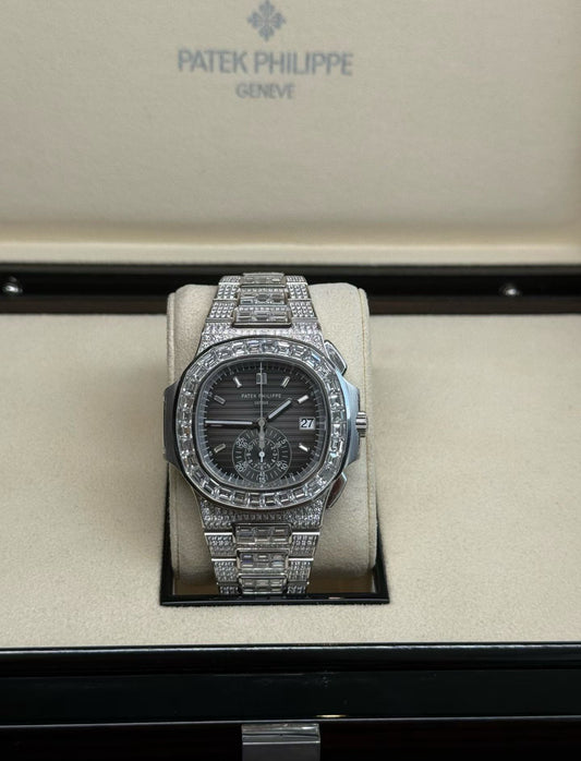 PATEK PHILIPPE 5980/1400G-010 Nautilus Automatic Diamond Black Dial Watch