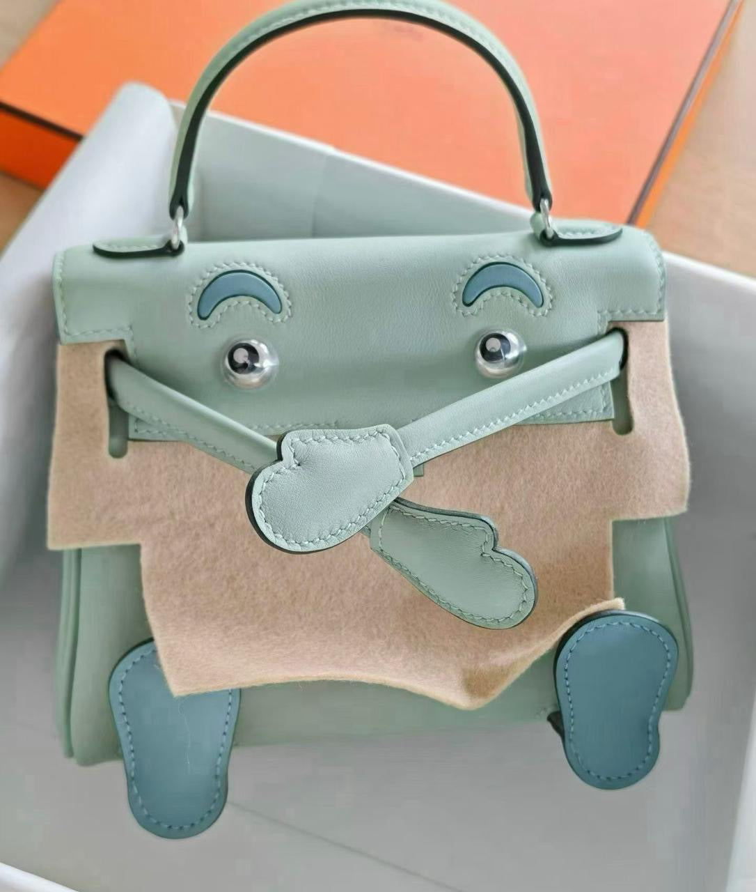 Hermes Kelly Doll Vert d’Eau / Bleu Ciel Swift Palladium hardware