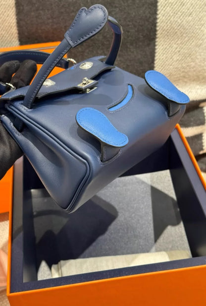 HERMÈS Limited Edition Kelly Doll Bleu Indigo Bleu Royal Swift Palladium hardware