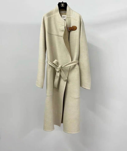 Hermes cream white cashmere coat, size fr34