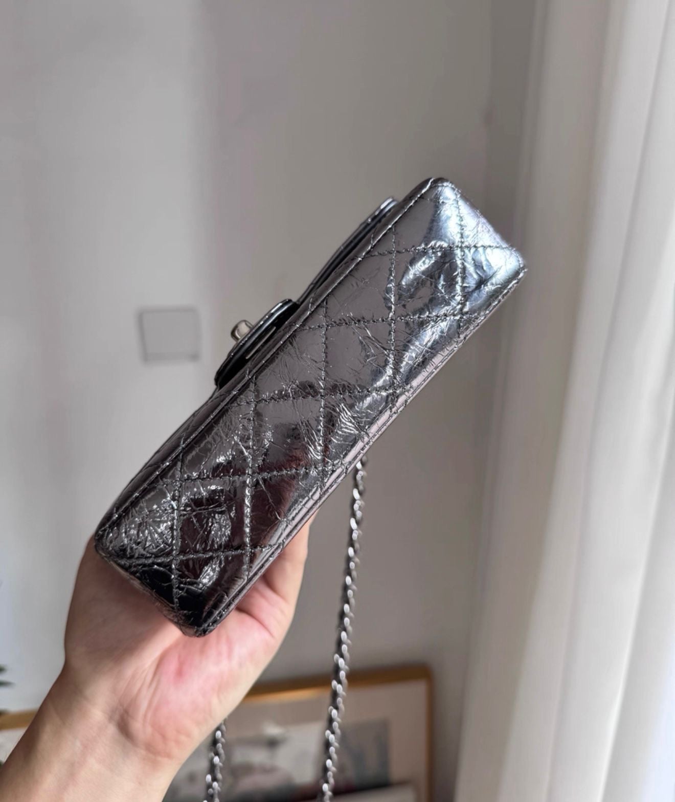 Chanel Metallic Calfskin Mini Ring Handle Flap Bag