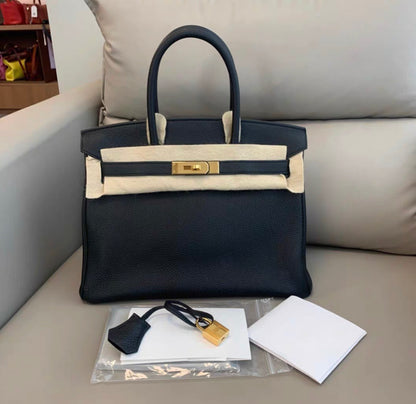 Hermes Birkin 30 Black Togo Leather Gold Hardware