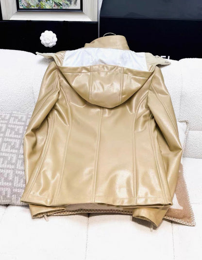 Chanel 23 iridescent champagne gold hooded down jacket