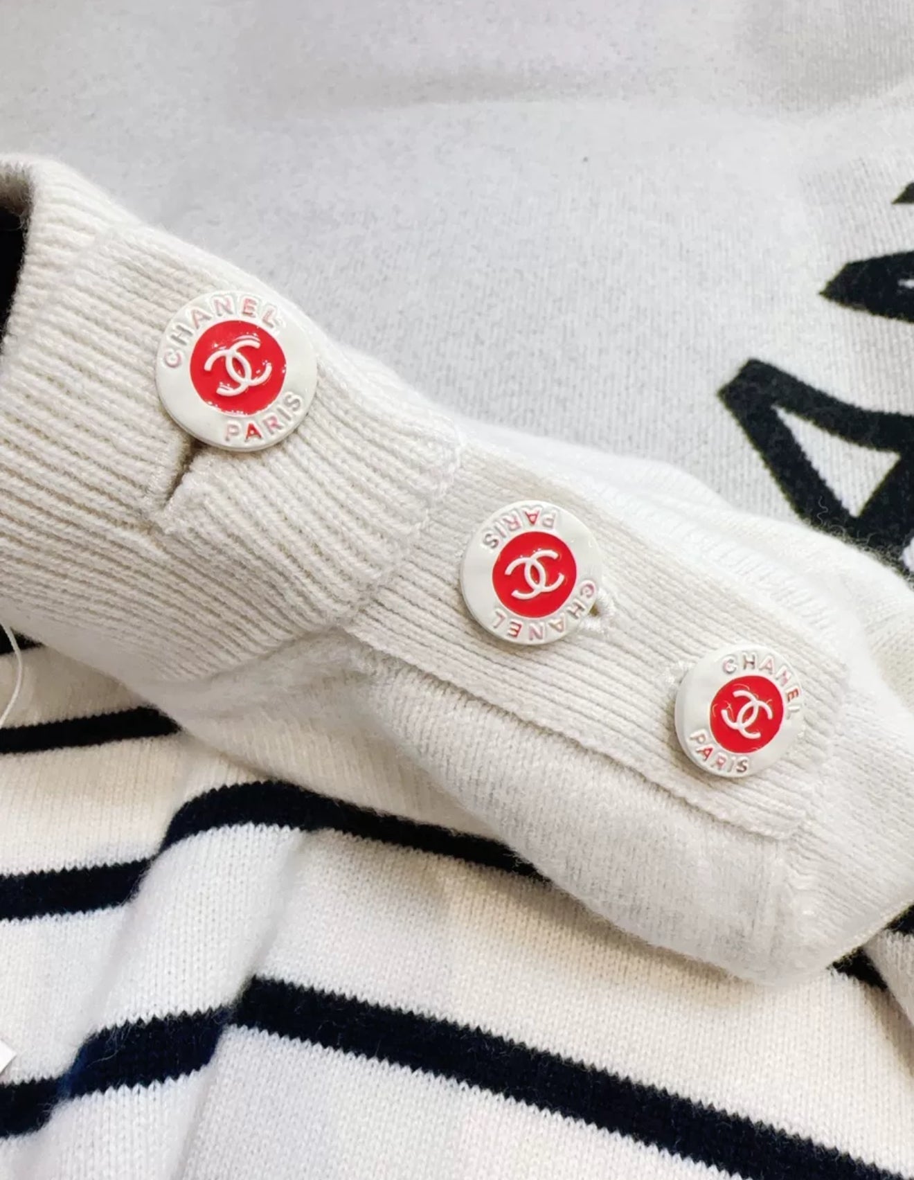 Chanel 23C Ecru Knitted Sweater