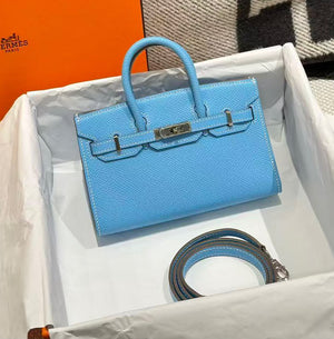 Rare. Hermes Micro birkin 15 in blue Celeste palladium hardware
