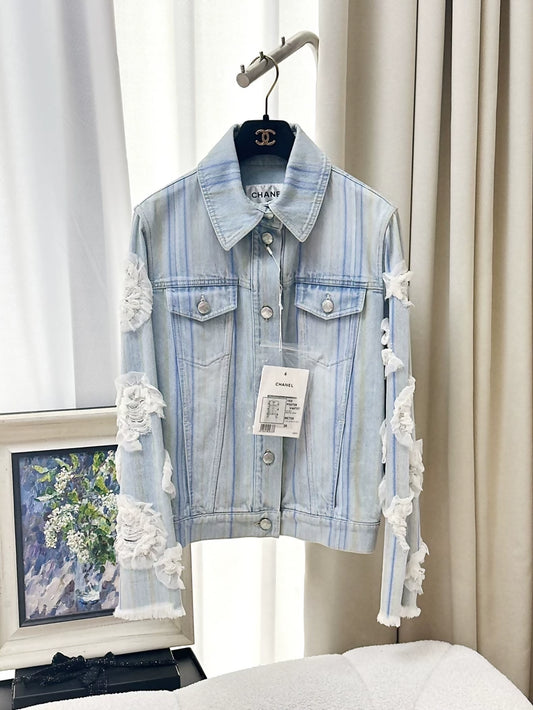 Chanel 18S blue camellia denim jacket