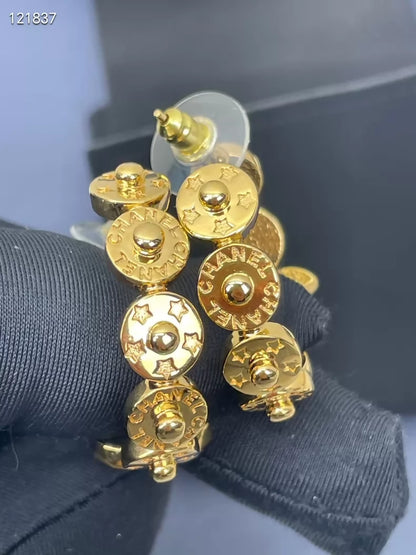 Chanel 24P gold hoop earrings