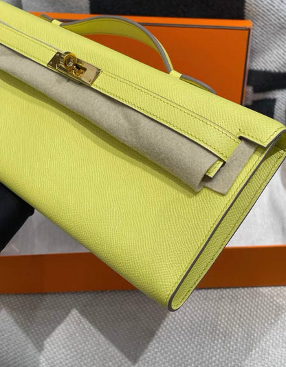 Hermes Kelly cut Yellow Jaune Epsom leather gold hardware