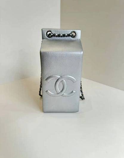 Chanel Iridescent Silver Lait de Coco Milk Carton Bag