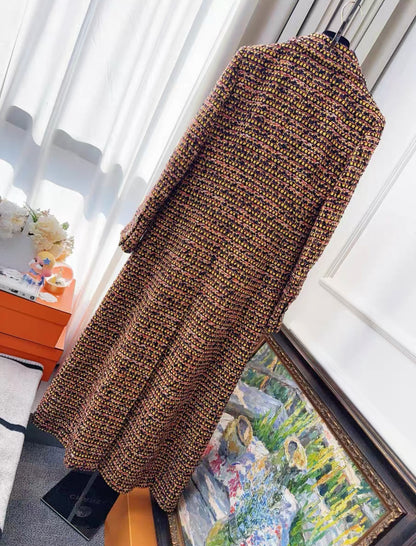 Chanel 23A Multicolor Tweed Long Coat