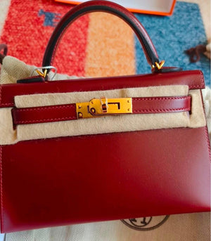 Hermes Mini Kelly 20 Rouge H Box Gold hardware