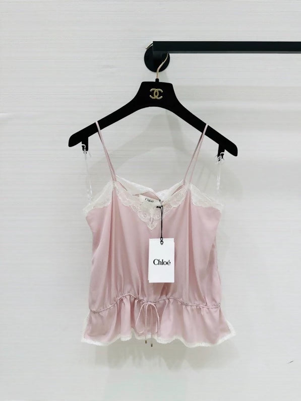 Chloe 26 Early Autumn Lilac Pink Lace Silk Camisole