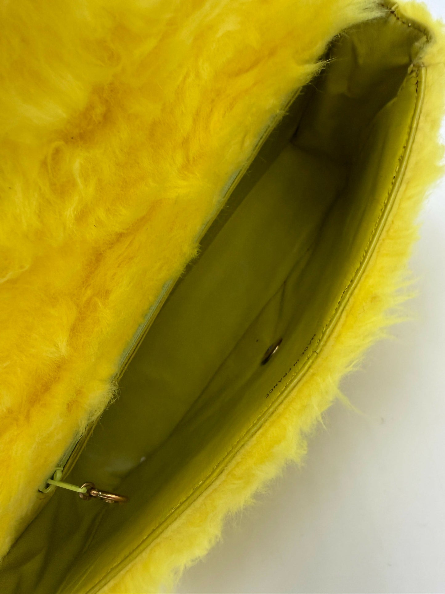 Chanel Vintage 1994 Yellow Fur Top Handle Bag