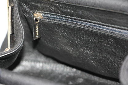 Chanel vintage black clutch with silver hardware handle