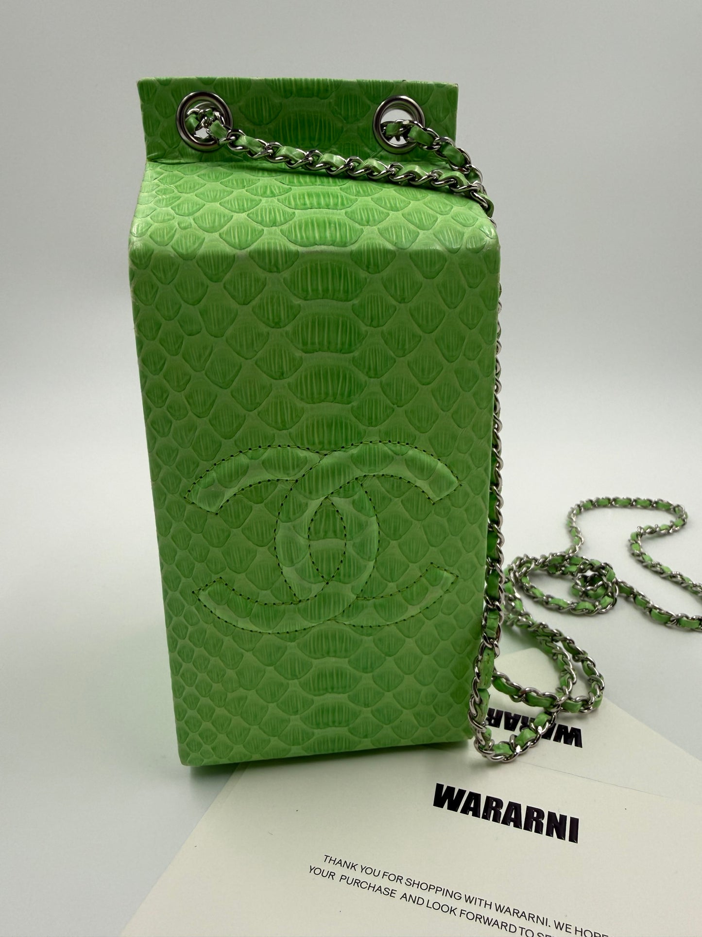 Chanel Green Python “Lait de Coco” Milk Carton Minaudière – Fall/Winter 2014 Supermarket Collection