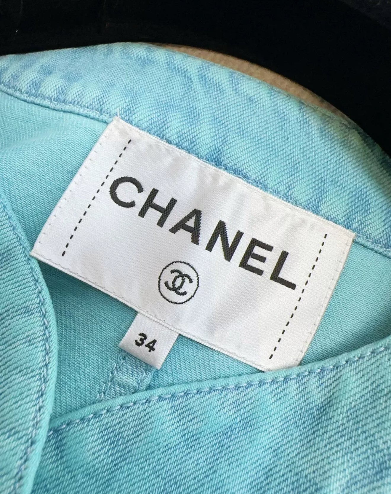 Chanel 21S Turquoise Blue Denim Camellia BroochJacket