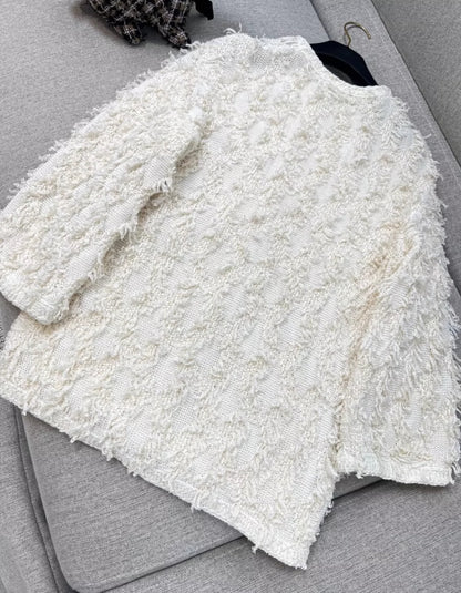 Chanel 21S off-white tassel cardigan
