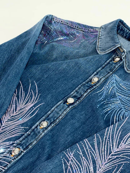 Chanel 25s denim feather shirt, size 40