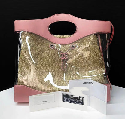 CHANEL  Calfskin PVC Chanel 31 Bag Pink