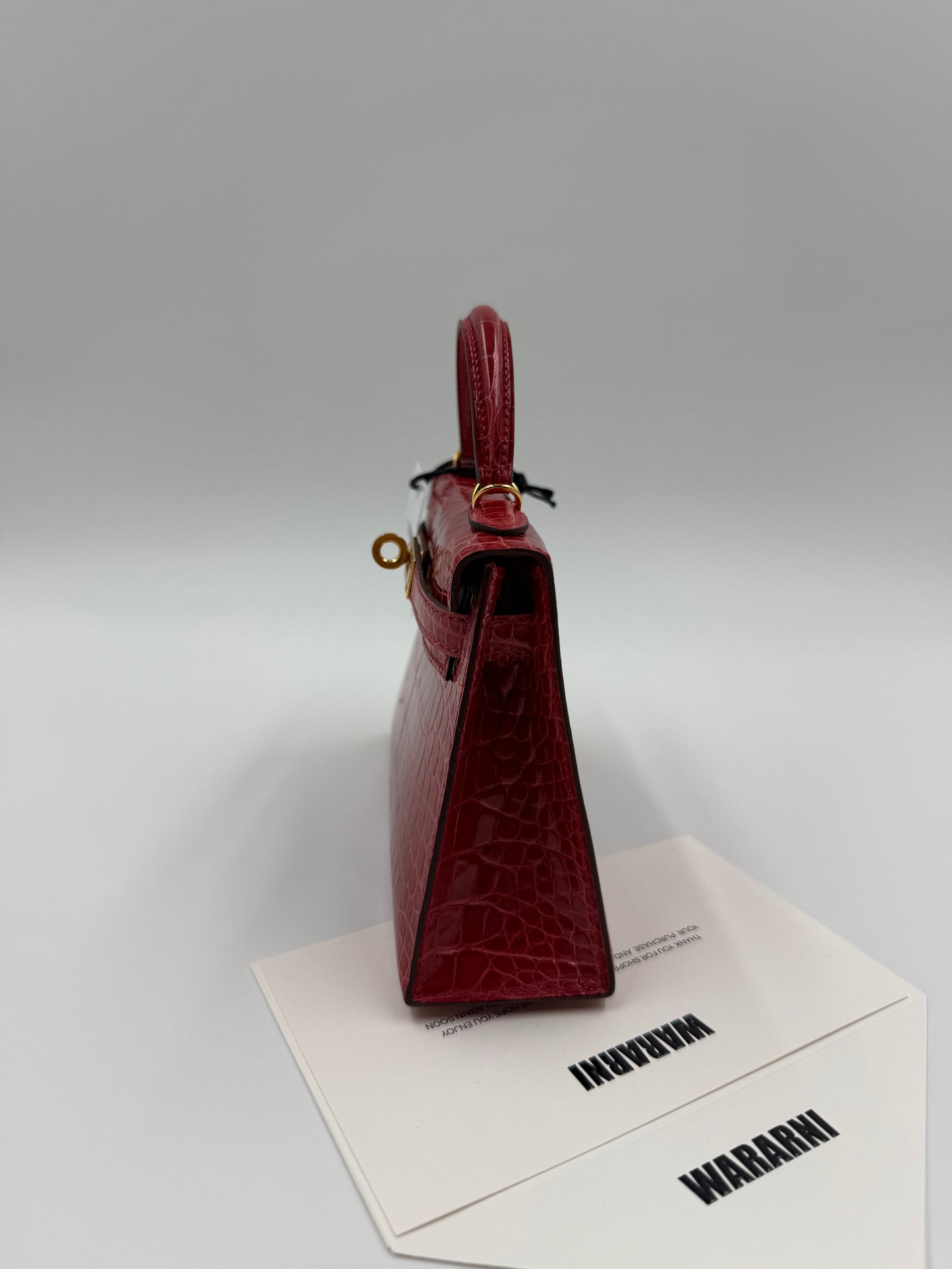 Hermès Mini Kelly 20 Shiny Braise Alligator leather with Gold Hardware