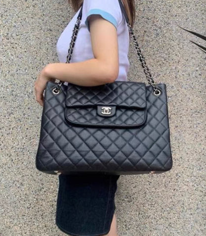 Chanel Paris-Edinburgh Black Caviar Flap Tote Bag