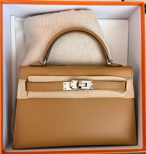 Hermes Mini Kelly 20 Biscuit Epsom Palladium Hardware