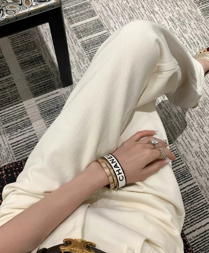Chanel 24C White Black Open Bracelet