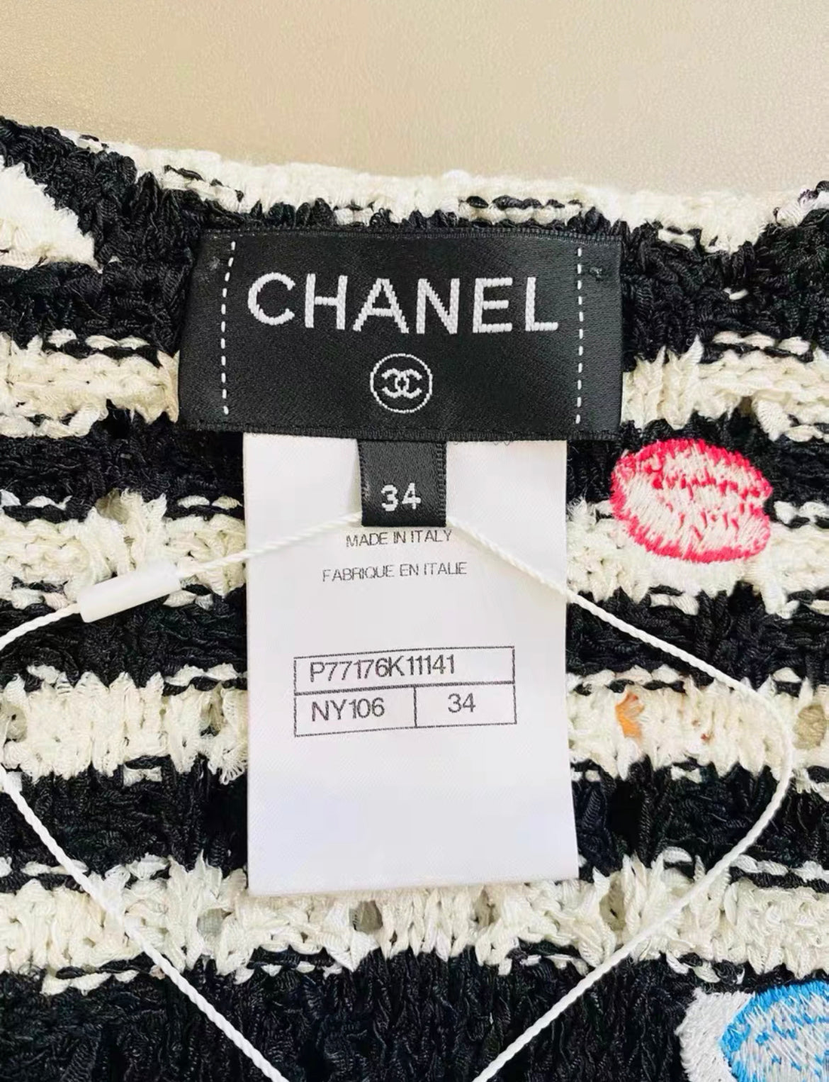 Chanel 24SS striped crochet sweater size 34