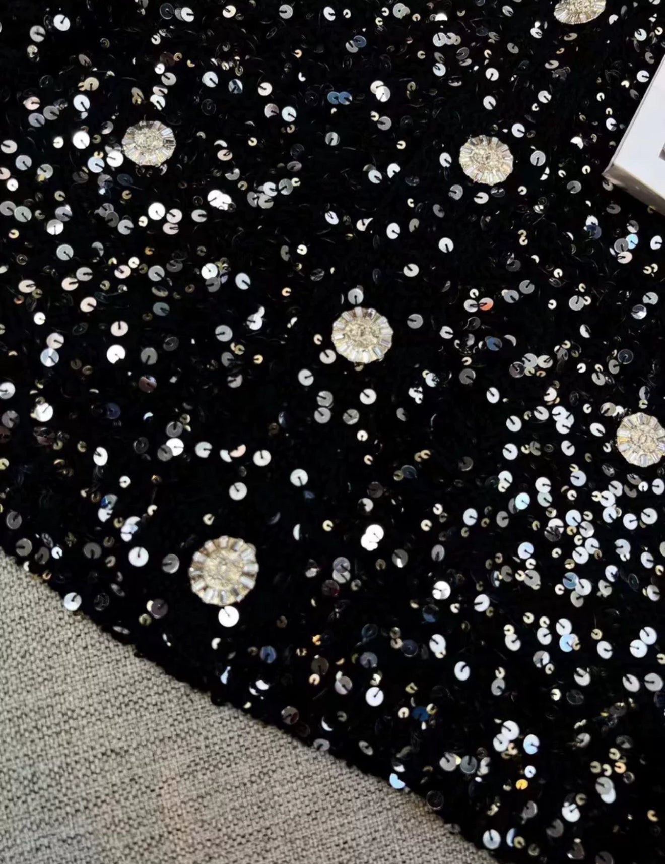 Chanel 23c black tweed sequin cardigan