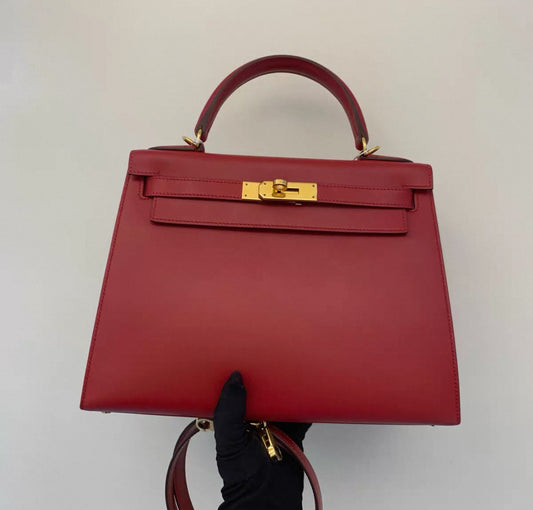 Hermès Kelly 28 Rouge Casaque Box Leather Gold Hardware