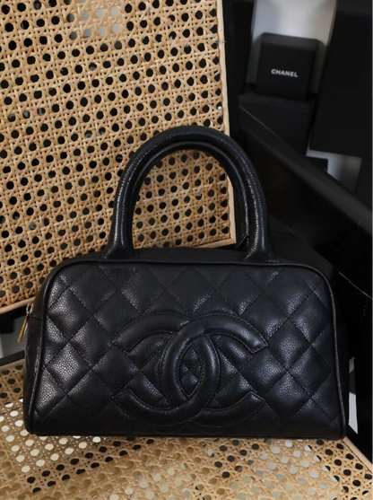 Chanel Black Caviar Bowling Handbag