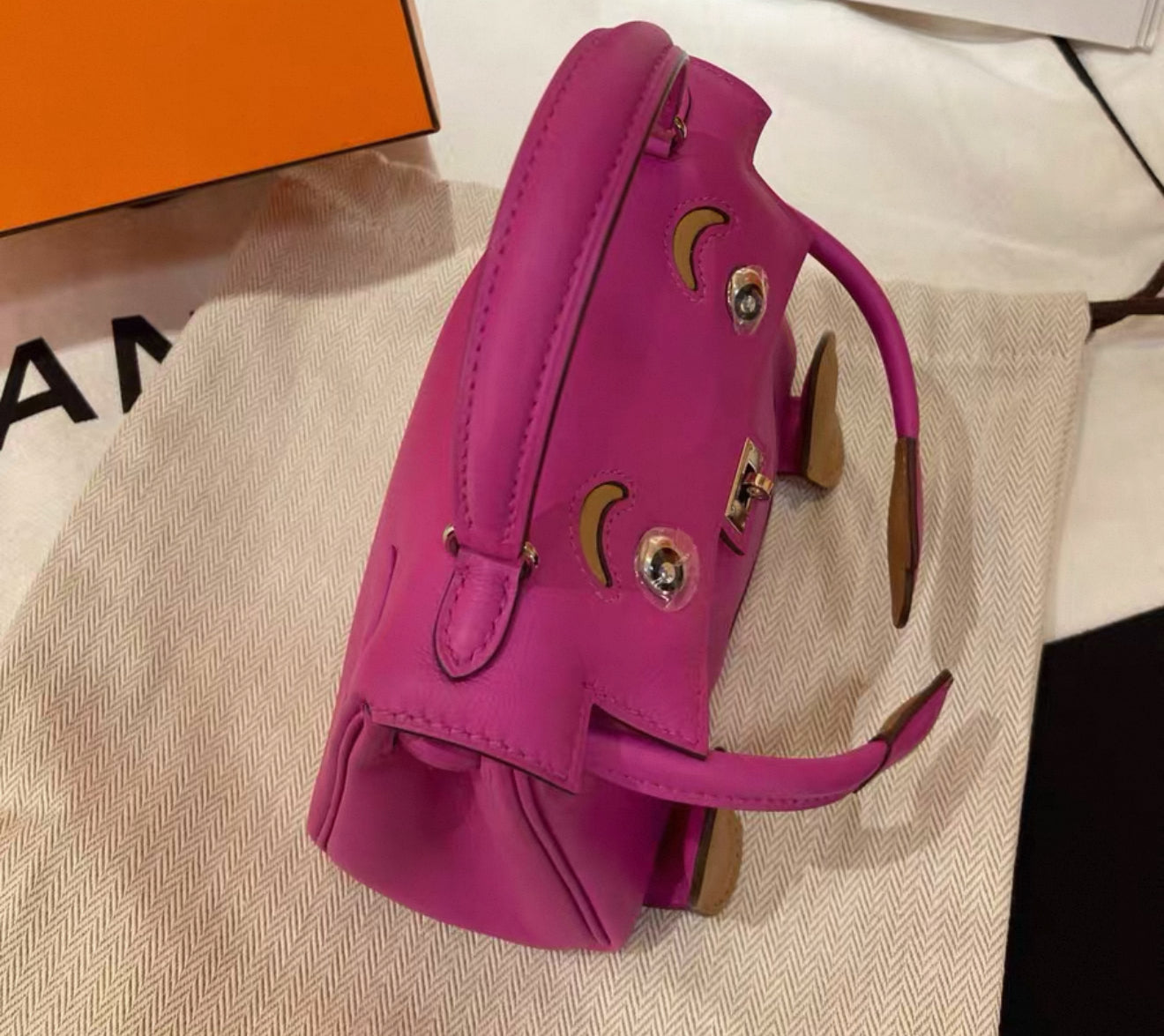 HERMÈS Limited Edition Kelly Doll Biscuit (4B) Magnolia (9I) Swift Palladium Hardware